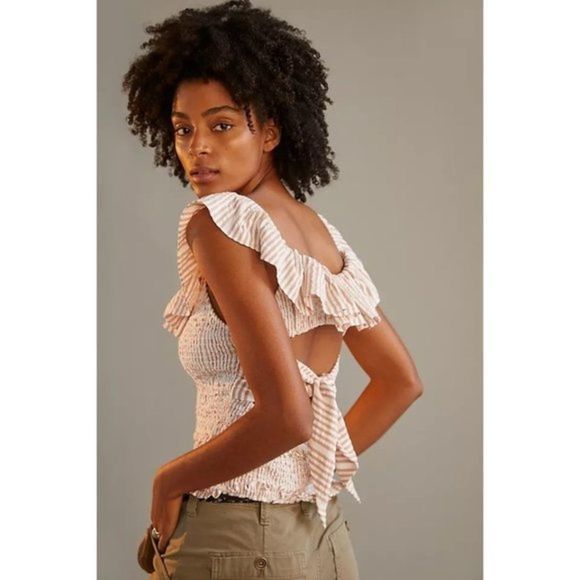 Striped Ruffle Sleeveless Top - Picture 3 of 6